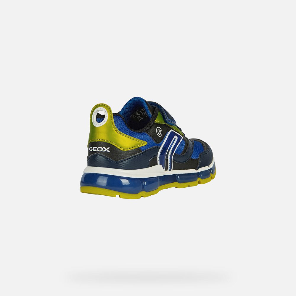 Tenis Geox Menino Azul Marinho/Verdes - Android - SBPXC5679